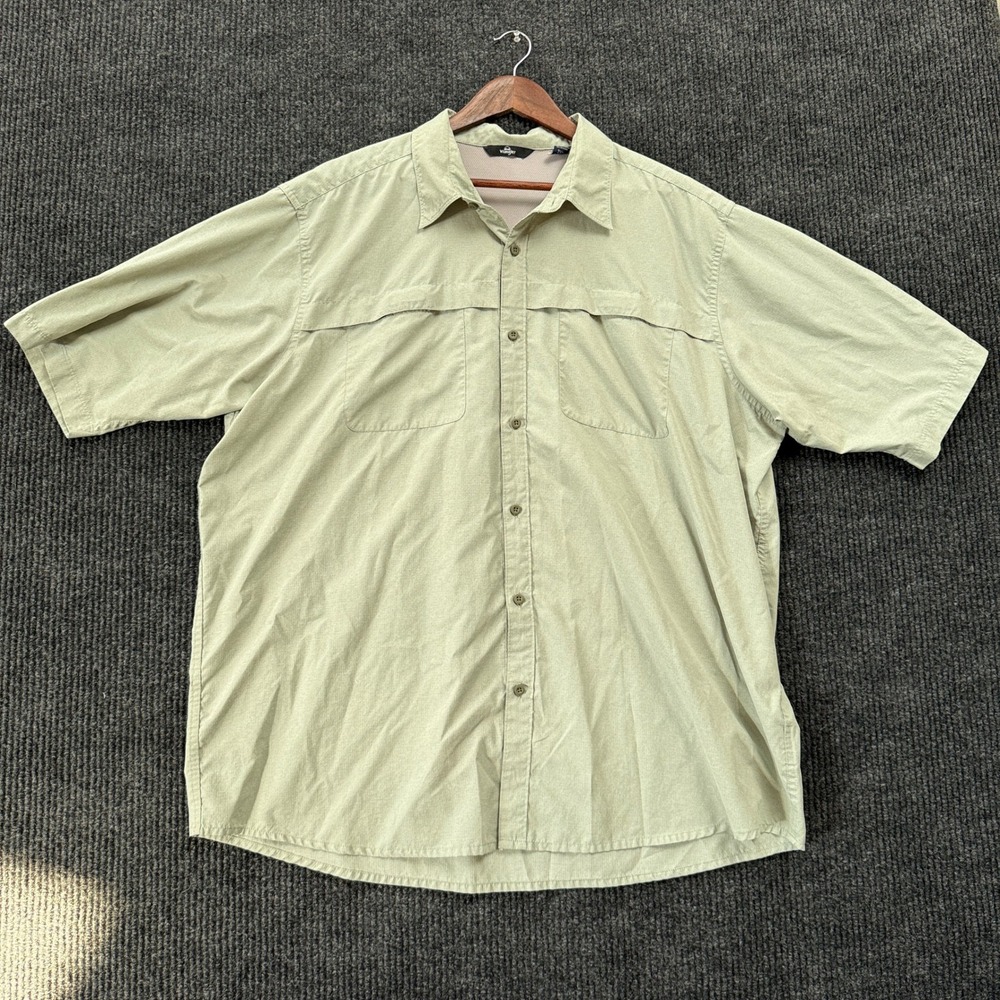 Wrangler Outdoor Fishing Shirt Mens 3XT Tall Green Short Sleeve Button Up